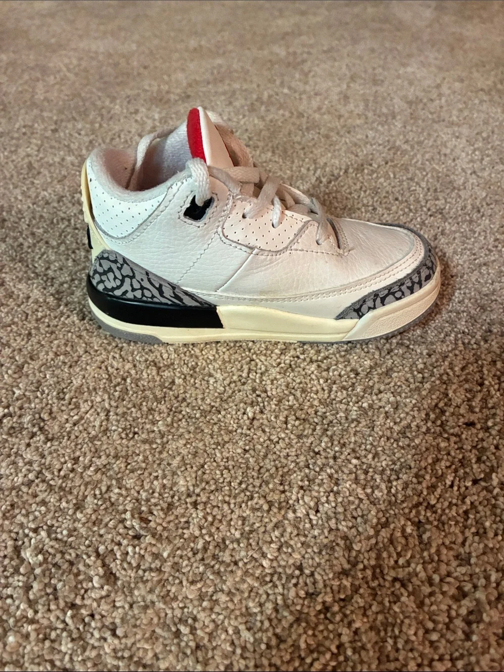 Nike Air Jordan 3 Retro White Cement Kids Sneakers Size 8C